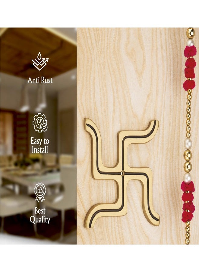COMPASS Brass Home Decorative Décor SWASTIK 卐 Wall Hanging Showpiece Antique | DI SW| Size:- 15 X15 cm | Pack Of 1 - Image 4