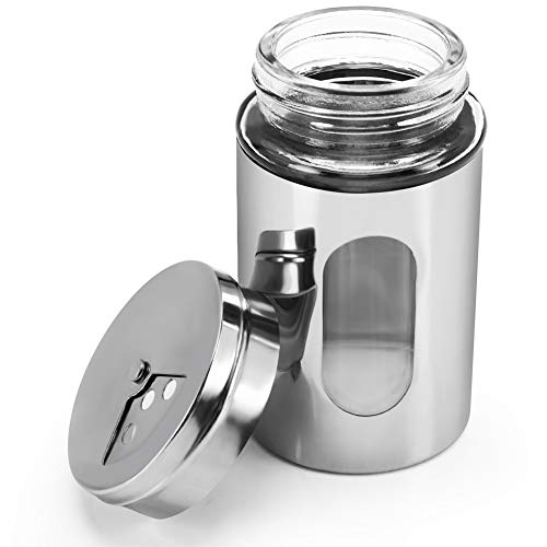 Accmor 2pcs Salt and Pepper Shakers,Stainless Steel Shaker for Salt Powder Sugar Cinnamon Pepper, Spice Dispenser with Adjustable Pour Holes,Silver - Image 2