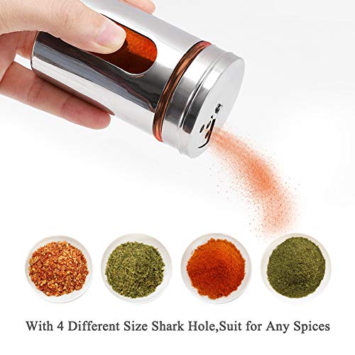 Accmor 2pcs Salt and Pepper Shakers,Stainless Steel Shaker for Salt Powder Sugar Cinnamon Pepper, Spice Dispenser with Adjustable Pour Holes,Silver - Image 5