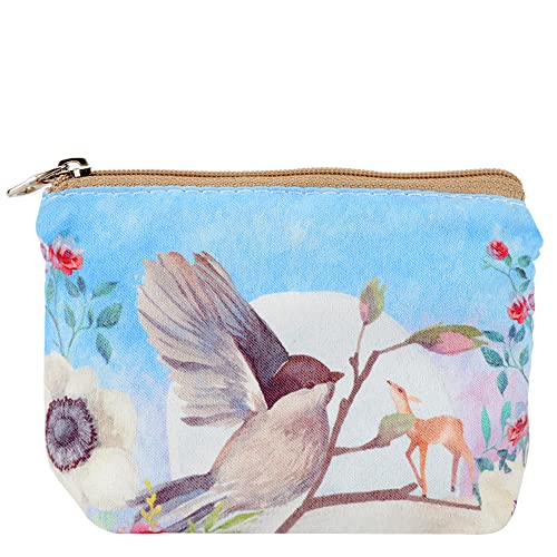 ARRIZO Women and Girls Cute Fashion Coin Purse Wallet Bag Change Pouch Key Holder (Birds) - Image 1