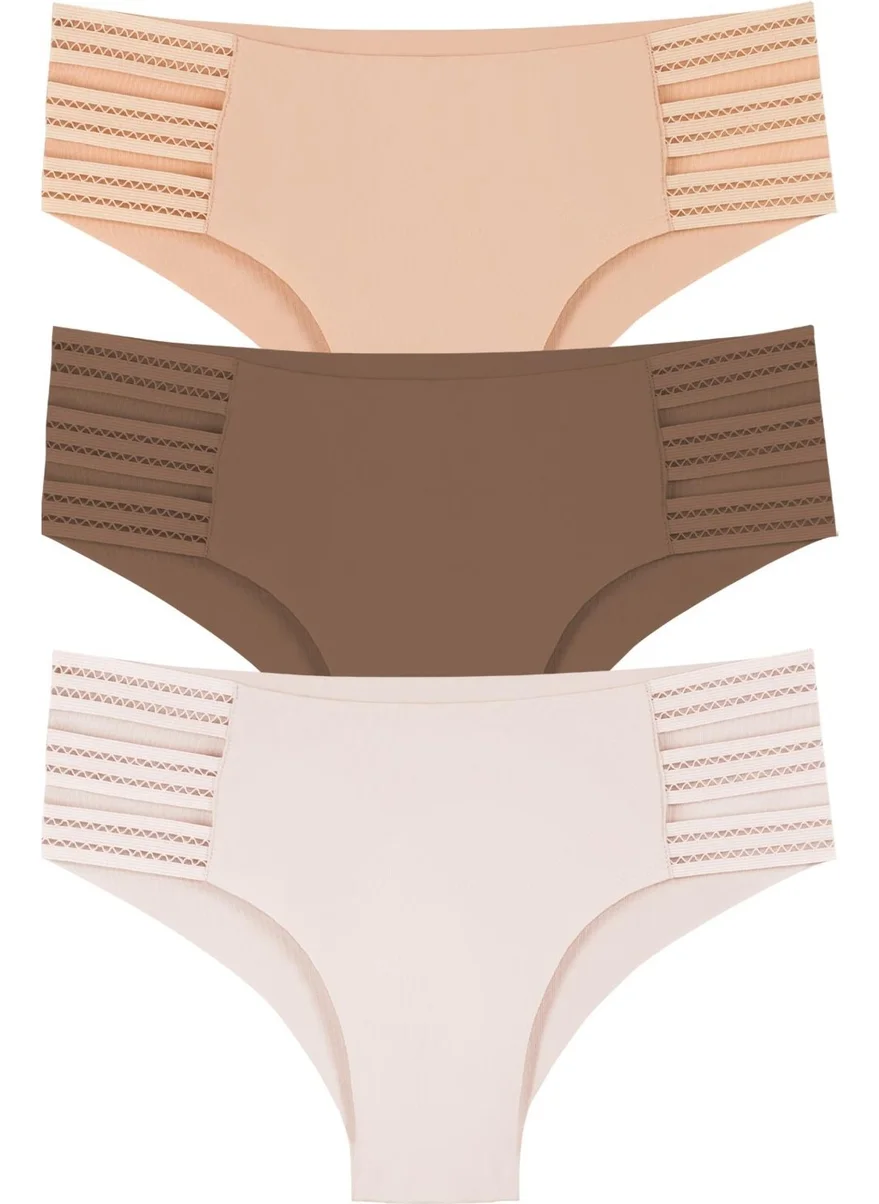 Sensu Women Laser Cut Seamless Bato Panties 3 Piece Package Set - KTS3104 MODEL3