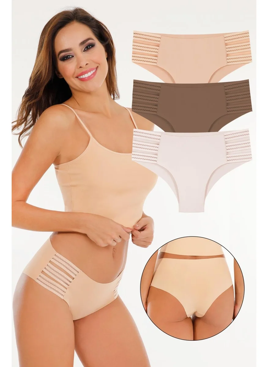 Sensu Women Laser Cut Seamless Bato Panties 3 Piece Package Set - KTS3104 MODEL3