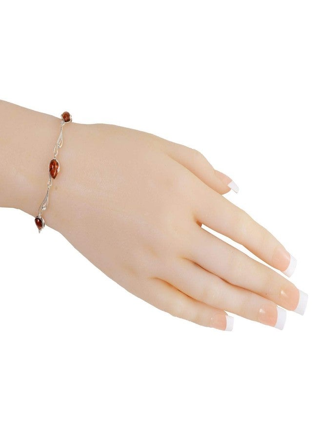 HolidayGiftShops Sterling Silver Honey Baltic Amber Bracelet Tulip, Genuine Baltic Amber Bracelet for Women, Amber Jewelry for Women, Amber Bracelets for Adults, Sterling Silver Collection - Image 2