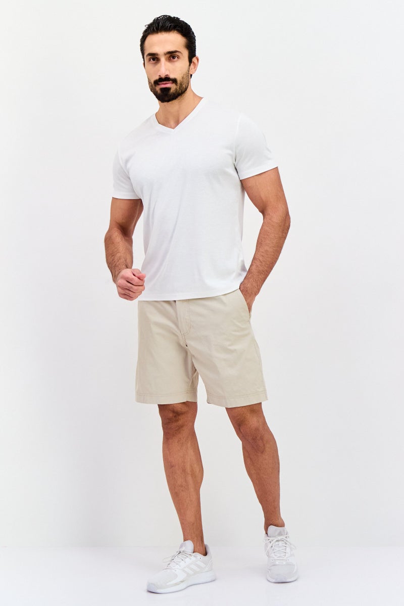 Vintage 1946 Men Plain Basic Shorts, Beige  - Image 2