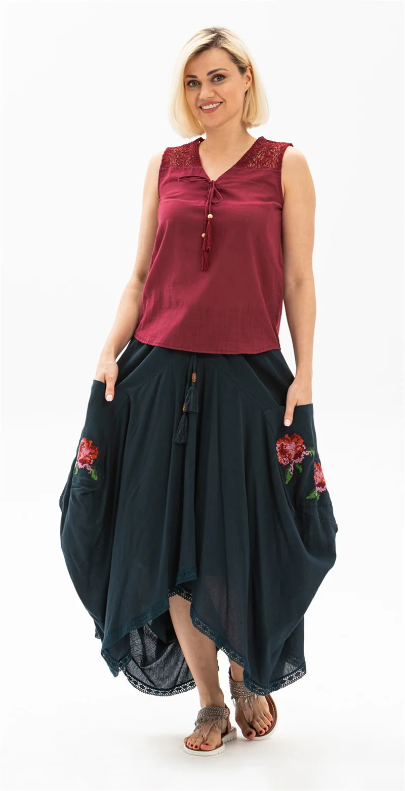 Eliş Şile Bezi Sleeveless Sile Cloth Tern Blouse Claret Red Brd