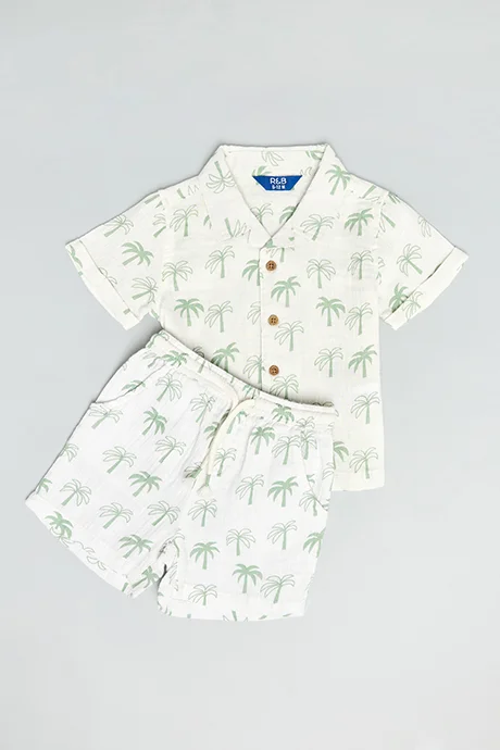 أر أند بي Printed Shirt & Shorts Set