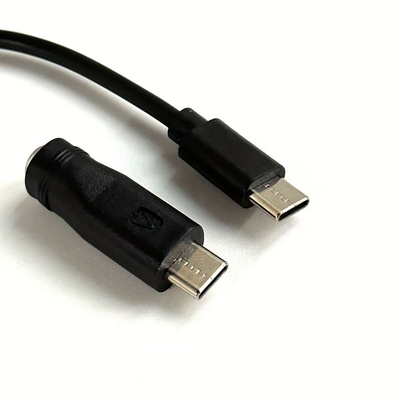 DC Female to USB C Male Cable with Type C Adapter 5.5x2.1mm Black Model - Image 3