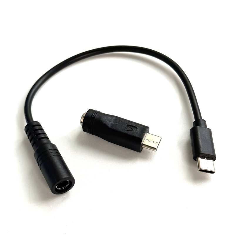 DC Female to USB C Male Cable with Type C Adapter 5.5x2.1mm Black Model - Image 1