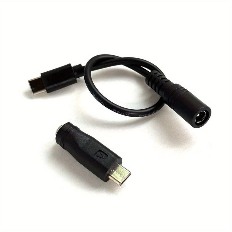DC Female to USB C Male Cable with Type C Adapter 5.5x2.1mm Black Model - Image 5