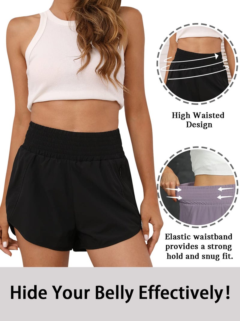 BMJL Women's Athletic Shorts High Waisted Running Short Pocket 2.5" Sporty Shorts Gym Elastic Workout Shorts(S,Black) - Image 4