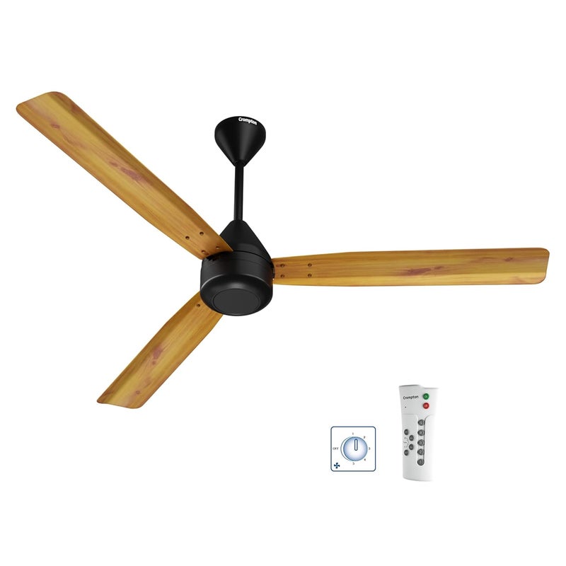Crompton Crompton Energion Regmote 1200mm BLDC Ceiling Fan Indias First Dual Control Fan Remote Regulator Control BEE 5 Star Rated Energy Efficient 4 Year Manufacturers Warranty Light Pine Wood  - Image 1