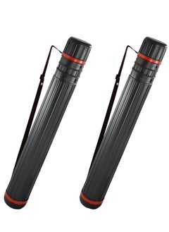 MyGift MyGift Heavy Duty Black Plastic 40 Inch Expanding Document Tube, Jumbo Poster Tube with Strap, Set of 2  - Image 1