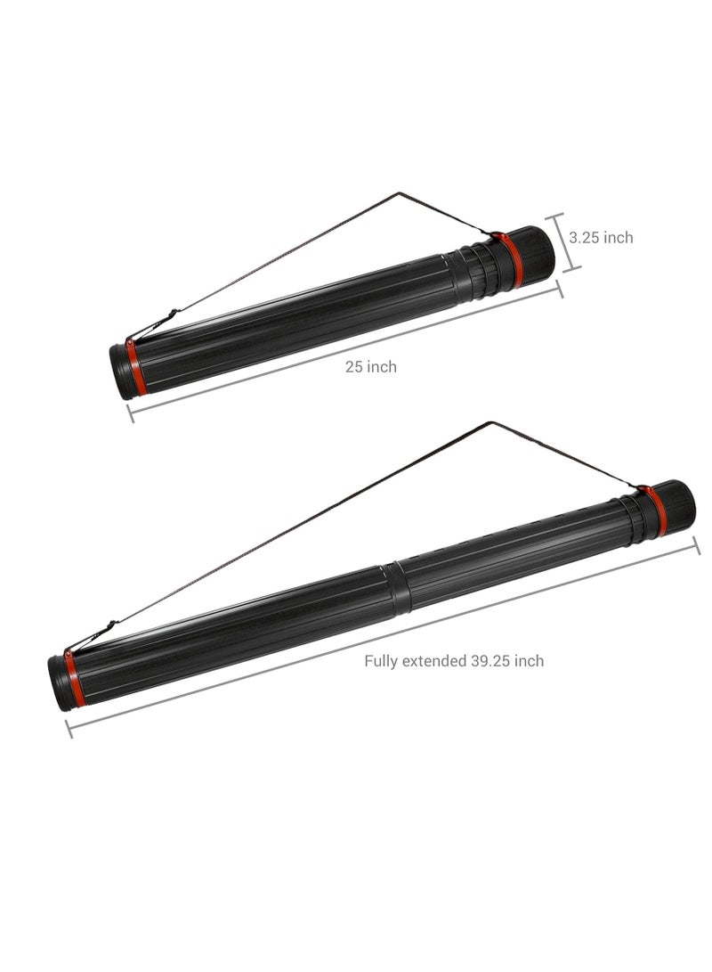 MyGift MyGift Heavy Duty Black Plastic 40 Inch Expanding Document Tube, Jumbo Poster Tube with Strap, Set of 2 - Image 2