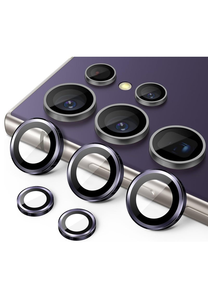 MIGOFAST Camera Lens Protector for Samsung Galaxy S24 Ultra, 9H Tempered Glass Metal Individual Ring Cover, Easy Installation Tray, HD Clear, 1 Set Titanium Violet - Image 1