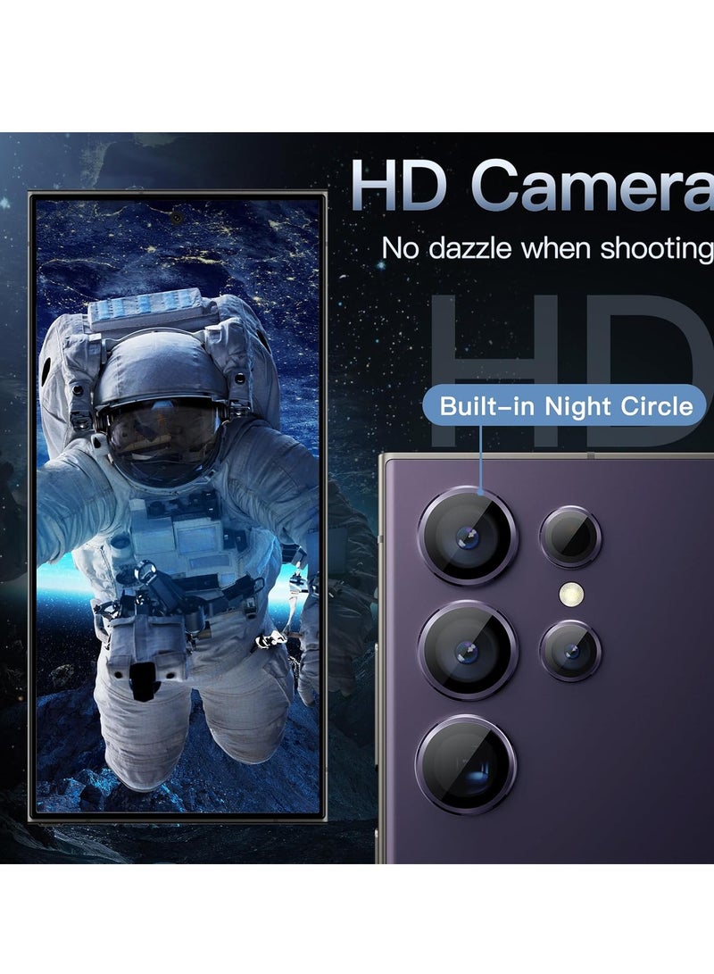 MIGOFAST Camera Lens Protector for Samsung Galaxy S24 Ultra, 9H Tempered Glass Metal Individual Ring Cover, Easy Installation Tray, HD Clear, 1 Set Titanium Violet - Image 5