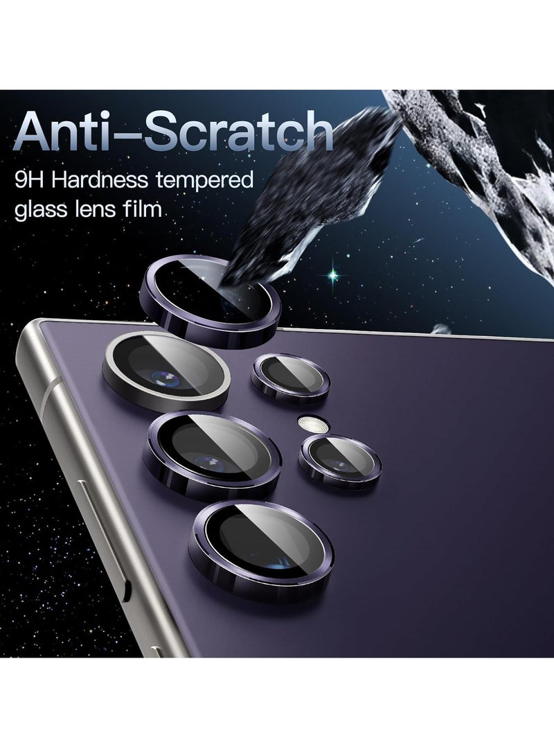 MIGOFAST Camera Lens Protector for Samsung Galaxy S24 Ultra, 9H Tempered Glass Metal Individual Ring Cover, Easy Installation Tray, HD Clear, 1 Set Titanium Violet - Image 4
