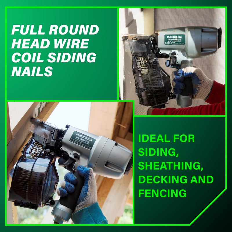 Metabo HPT مسامير التغطية من ميتابو HPT عدد 3,600، 1-3/4" x .092، 15 درجة رأس دائري كامل، شق حلقي، ملف سلكي، مسامير فولاذية مجلفنة بالغمس الساخن، للتغطية، مسامير السياج، التغطية المعدنية، 13363HPT - Image 3