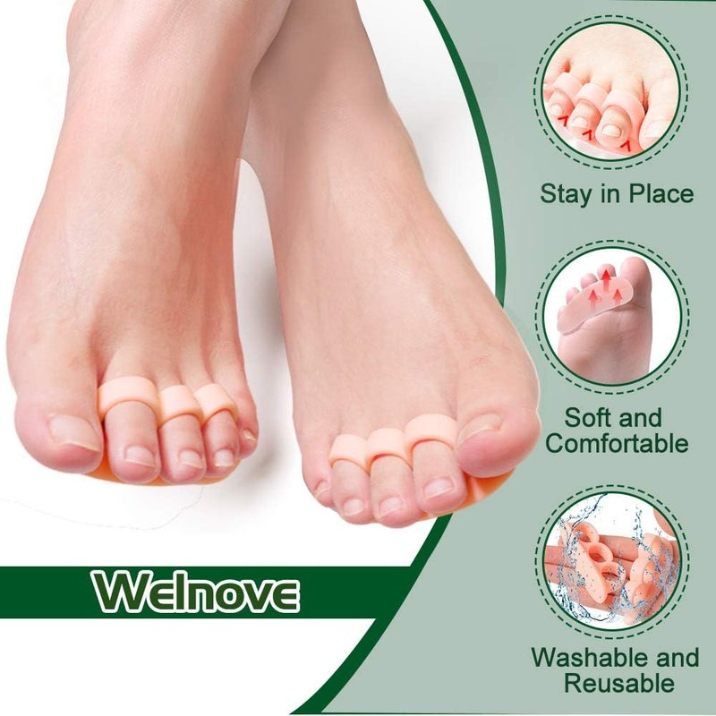 Welnove Hammer Toe Crests Pads 10 PCS Gel Toe Straightener Cushion Support 3 Loops Beige Pain Relief for Hammer Toe Overlapping Toes Curled Toe - Image 5