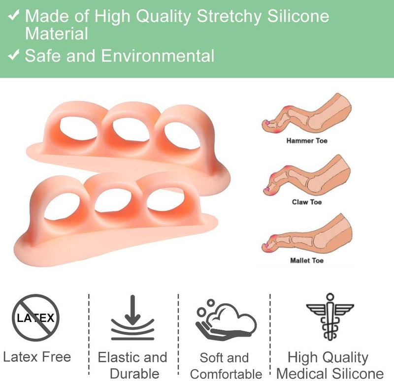 Welnove Hammer Toe Crests Pads 10 PCS Gel Toe Straightener Cushion Support 3 Loops Beige Pain Relief for Hammer Toe Overlapping Toes Curled Toe - Image 3
