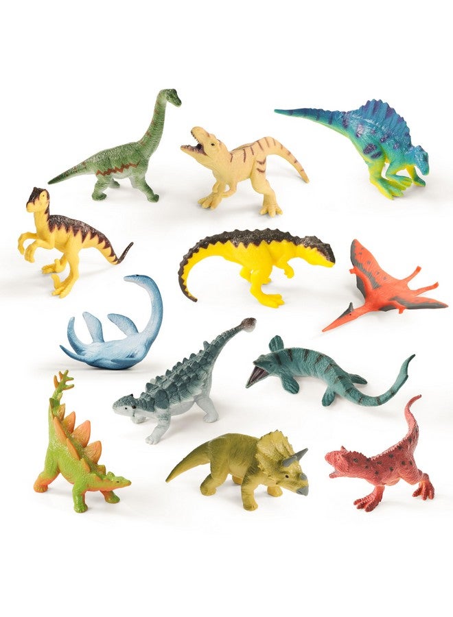 RECUR Dinosaur Figure Toys Mini Dino Figurines for Kids Jurrassic Dinosaurs, 100% Hand-Painted, Cake Topper Small Tabletop Figure - 12 PCS - Image 1