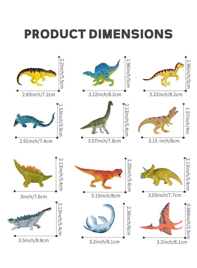 RECUR Dinosaur Figure Toys Mini Dino Figurines for Kids Jurrassic Dinosaurs, 100% Hand-Painted, Cake Topper Small Tabletop Figure - 12 PCS - Image 3