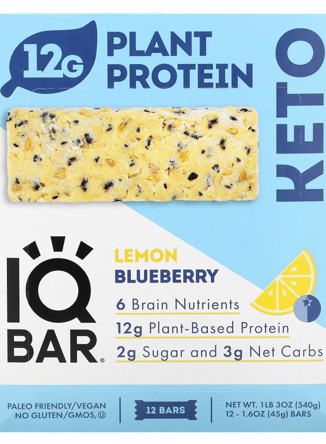 Plant Protein Bar Lemon Blueberry 12 Bars 1.6 oz (45 g) Each