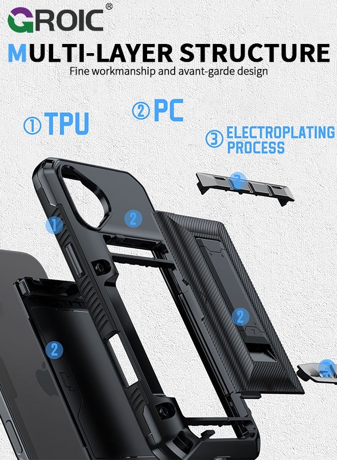 GROIC تصميم لهاتف Honor Magic 4 Pro مقاس 6.81 بوصة مع حزام معصم قابل للتعديل ومسند من جلد البولي يوريثان غطاء واقٍ متين ومقاوم للصدمات - Image 3
