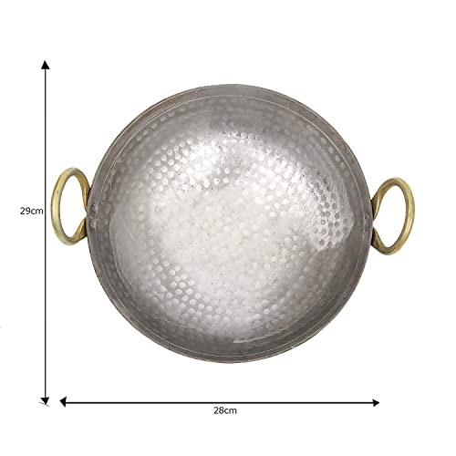 RBY 4 Litre (12 Inch / 30.5 CM) Hammered Food Grade Iron Kadai Lohe Ki Kadhai for Frying Cooking Heavy Base Smooth Edge Metal Spoon Friendly Deep Frying Pan Gas & Induction Compatible - Image 2