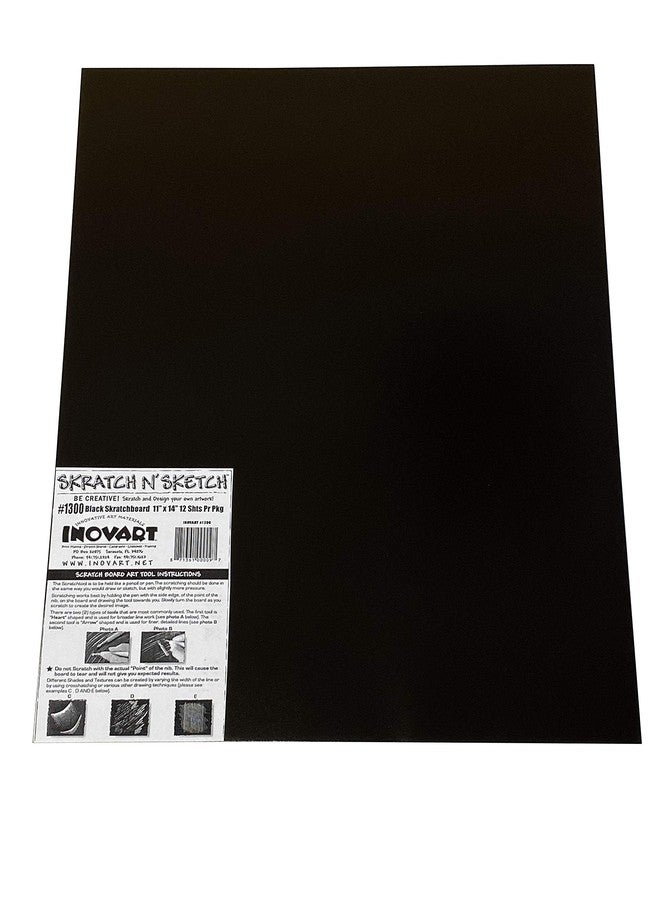 INOVART Black Scratchboard 11" x 14", 12 Sheets - Image 1