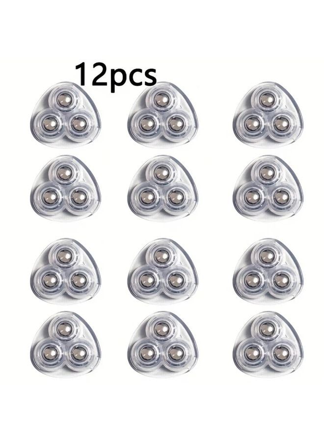 12 Pcs Transparent Self Adhesive Ball Casters 360 Swivel Pulley Wheels For Furniture - Image 1