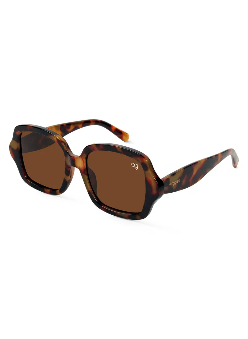 Woggles Designer Brown Square Sunglasses| Men &amp; Women| 100% Uv Protection