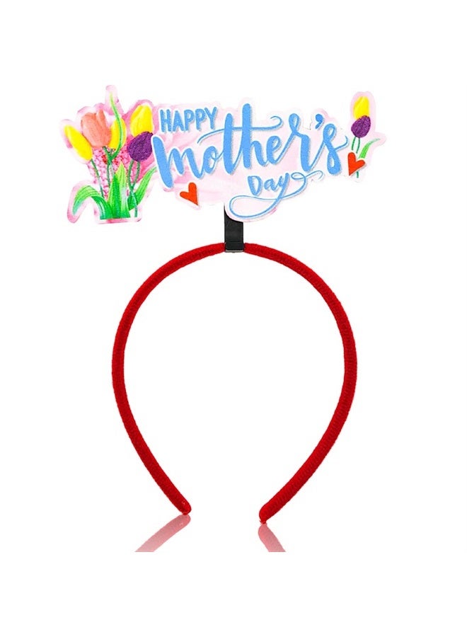 Doneace Happy Mothers Day Headband Mother's Day Hair Hoop Flowers Head Boppers Headwear Pink Carnation Costume Party Decoration Floral Hair Ornament Supplies Blossom Hair Accessories Favors for Women Kids1PCS - Image 1