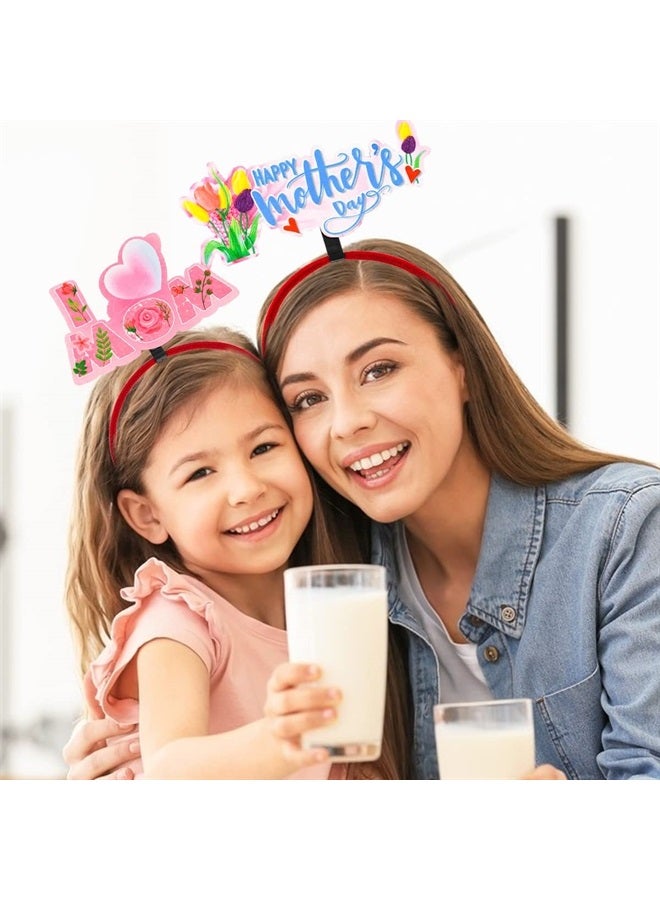 Doneace Happy Mothers Day Headband Mother's Day Hair Hoop Flowers Head Boppers Headwear Pink Carnation Costume Party Decoration Floral Hair Ornament Supplies Blossom Hair Accessories Favors for Women Kids1PCS - Image 4