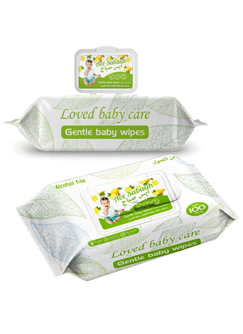 Ace Sabaah - Alcohol Free Baby Wet Wipes 100s Lemon Scent Pack of 12 - Image 1