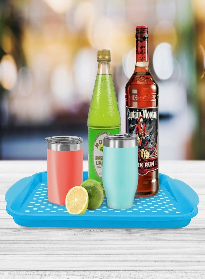 أوجي صينية تقديم أوجي مانعة للانزلاق بمقابض - صينية تقديم مستطيلة زرقاء - مثالية لتناول الطعام، الإفطار، صينية طعام، مقبلات، تقديم الطعام - Image 4