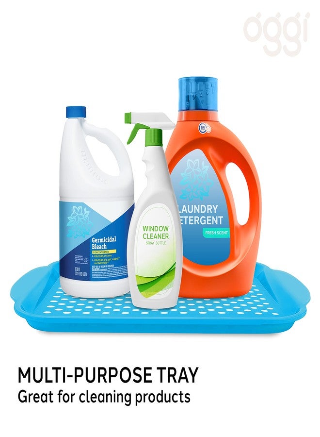 أوجي صينية تقديم أوجي مانعة للانزلاق بمقابض - صينية تقديم مستطيلة زرقاء - مثالية لتناول الطعام، الإفطار، صينية طعام، مقبلات، تقديم الطعام - Image 5