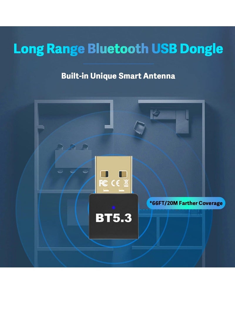 Bluetooth 5.3 USB Adapter for PC Desktop,, Wireless Transmitter Dongle for Windows 11/10/8.1/7 Computer Laptop, Plug and Play, No Driver Required, for Headset Speaker Keyboard Mouse Printer - Image 5