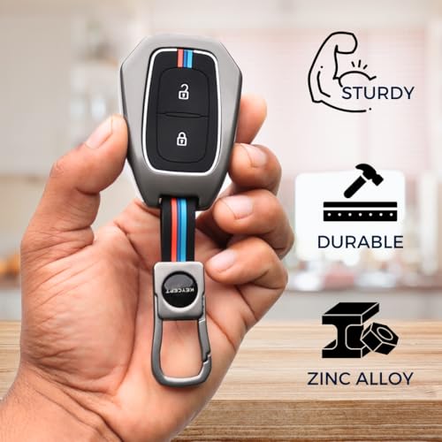 KEYCEPT Metal Alloy Key Cover Compatible with Renault Kiger, Kwid, Kiger RXL, Duster 2016, Triber 2 Button Remote Key with Keychain (Short Keychain). - Image 4