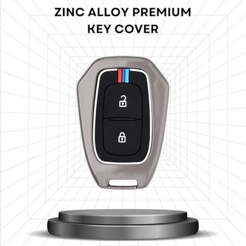KEYCEPT Metal Alloy Key Cover Compatible with Renault Kiger, Kwid, Kiger RXL, Duster 2016, Triber 2 Button Remote Key with Keychain (Short Keychain). - Image 3