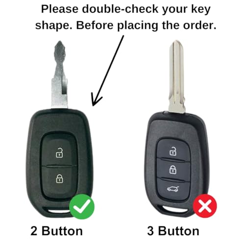 KEYCEPT Metal Alloy Key Cover Compatible with Renault Kiger, Kwid, Kiger RXL, Duster 2016, Triber 2 Button Remote Key with Keychain (Short Keychain). - Image 2