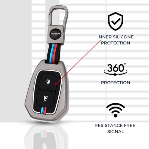 KEYCEPT Metal Alloy Key Cover Compatible with Renault Kiger, Kwid, Kiger RXL, Duster 2016, Triber 2 Button Remote Key with Keychain (Short Keychain). - Image 5
