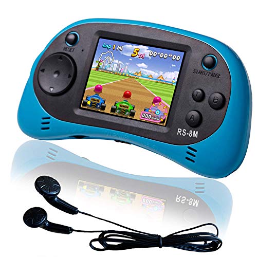 EASEGMER 16 Bit Kids Handheld Games Builtin 220 HD Video Games 25 Inch Portable Game Player with Headphones Best Travel Electronic Toys for Kids Age 310 Years Old Children Blue - Image 1