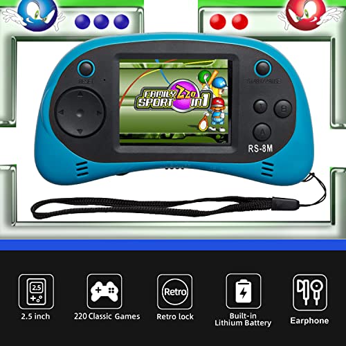 EASEGMER 16 Bit Kids Handheld Games Builtin 220 HD Video Games 25 Inch Portable Game Player with Headphones Best Travel Electronic Toys for Kids Age 310 Years Old Children Blue - Image 5