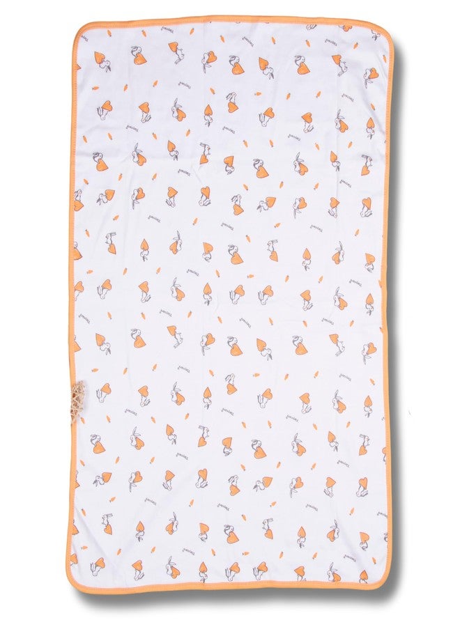 Tinycare Cotton Bath Towel for New Born, Extra Soft Fabric Interlok Printed Towel for Kids/Toddler/Infants, Quick Absorbent, Reusable Napkins Bathing Towels (85 x 60 cm, Orange)_Pack of 1