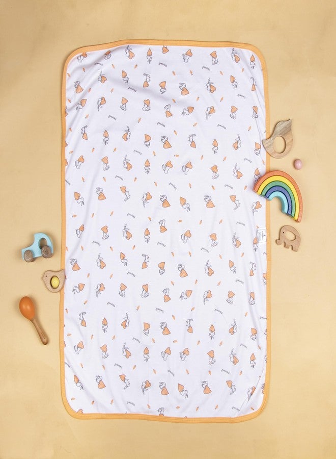Tinycare Cotton Bath Towel for New Born, Extra Soft Fabric Interlok Printed Towel for Kids/Toddler/Infants, Quick Absorbent, Reusable Napkins Bathing Towels (85 x 60 cm, Orange)_Pack of 1 - Image 3