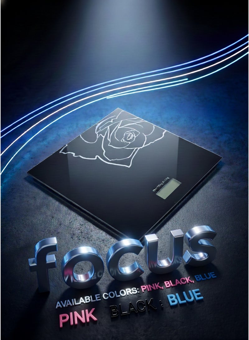 Focus Smart Digital Bathroom Scale Tempered Glass Platform  2008 , Backlit LCD Display, High Precision 180 kg/396 lbs, Dual Unit kg/lb, Step-On Technology, Auto-Off Function, Non-Slip Feet – Suitable for Home, Gym, Bathroom, Hotels - Image 3