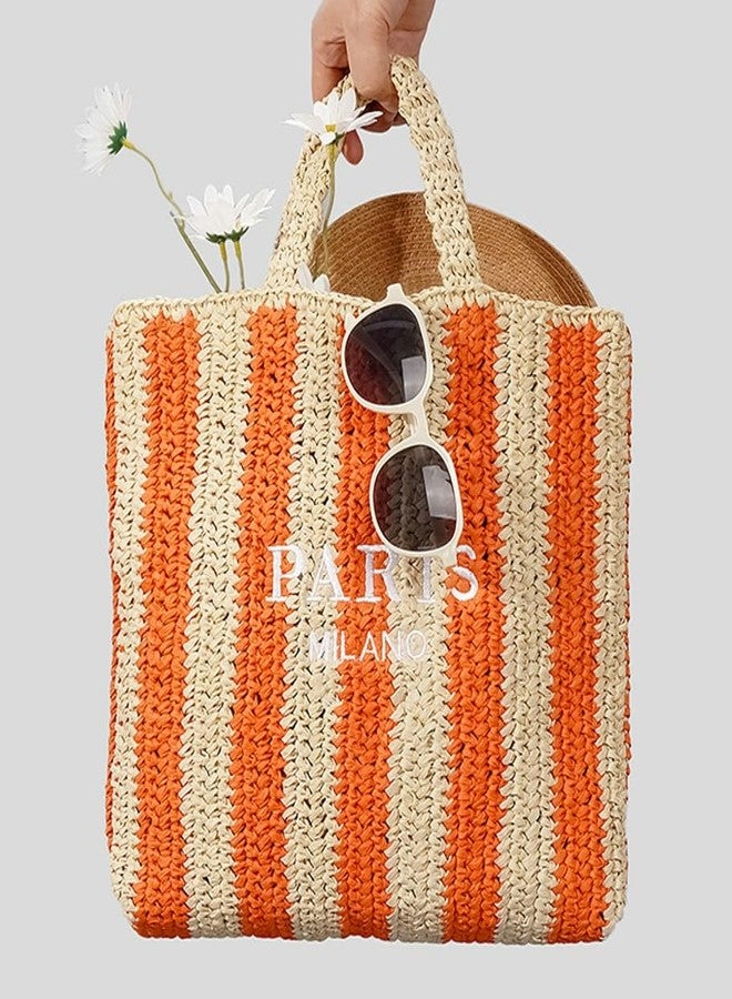 Caistre Straw Tote Bag for Women Summer Bright Color Hobo Beach Bag Woven Crochet Straw Shoulder Bag for Travel Vacation - Image 2
