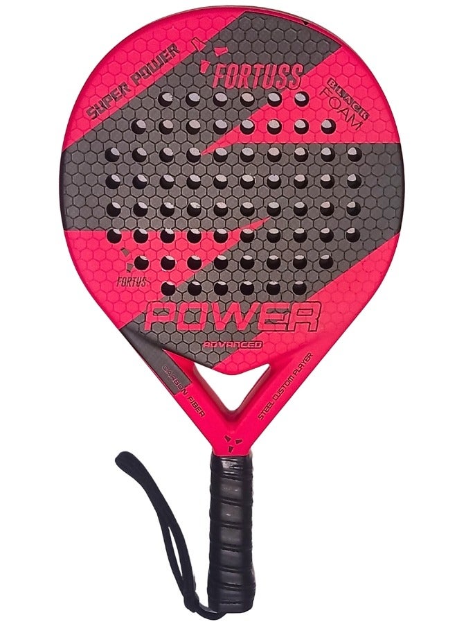 Padel Tennis Racket - Full Carbon Fiber - 3D Hexagon Surface With Light Eva Memory Flex Foam Core - Padel Racquet - Round Shape Paddle Racket With Bag Included (Pink)