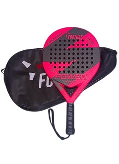 فورتس مضرب تنس FORTUSS Padel - ألياف كربونية كاملة - سطح سداسي ثلاثي الأبعاد مع قلب إسفنجي مرن خفيف الوزن من مادة EVA - مضرب Padel - مضرب مجداف دائري الشكل مع حقيبة متضمنة (وردي)  - Image 2