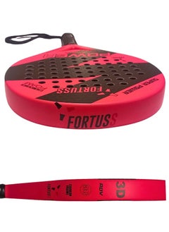 فورتس مضرب تنس FORTUSS Padel - ألياف كربونية كاملة - سطح سداسي ثلاثي الأبعاد مع قلب إسفنجي مرن خفيف الوزن من مادة EVA - مضرب Padel - مضرب مجداف دائري الشكل مع حقيبة متضمنة (وردي)  - Image 3